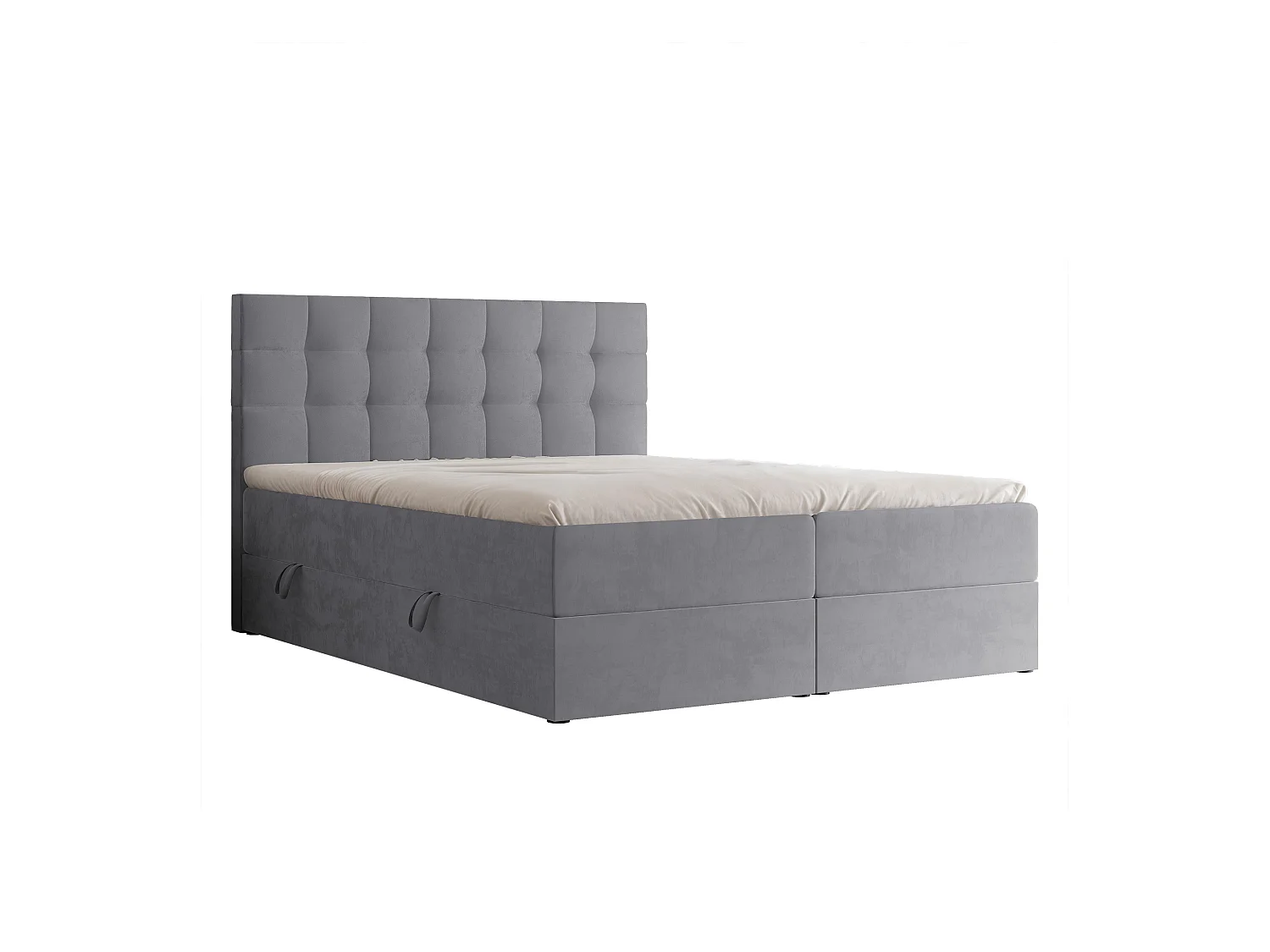 Lit continental rembourré avec surmatelas, gris clair - 180x200 - GRAND