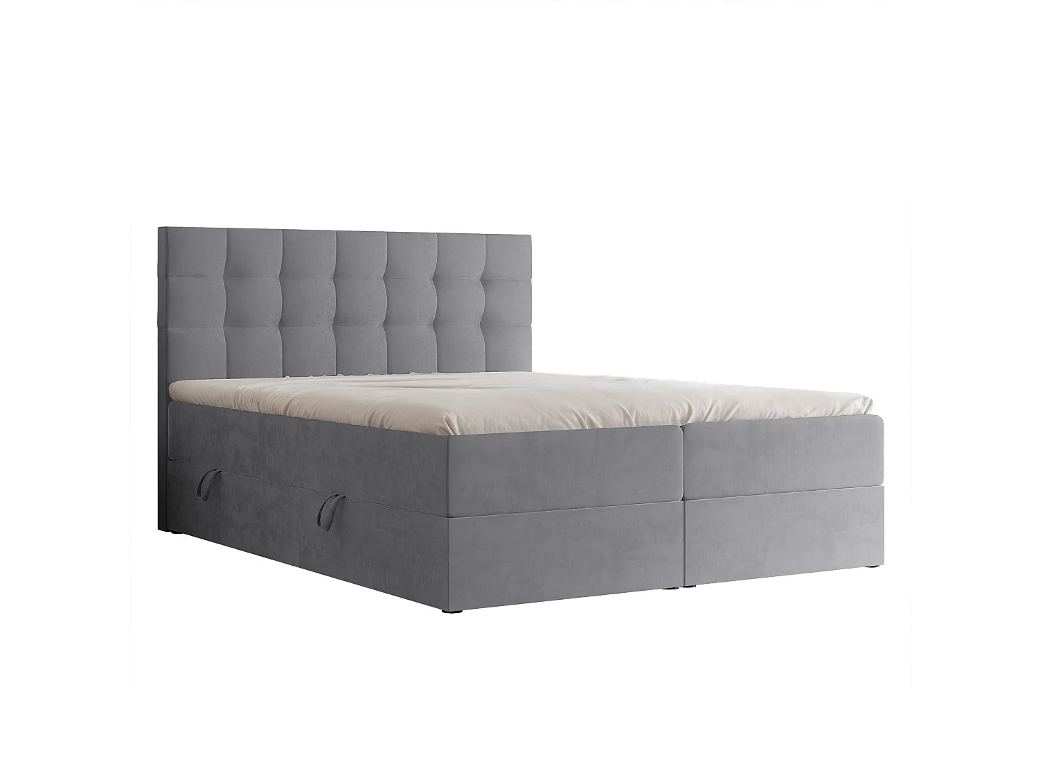 Lit continental rembourré avec surmatelas, gris clair - 180x200 - GRAND