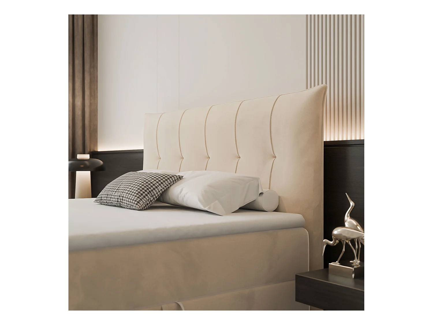 Lit continental rembourré avec surmatelas, beige - 120x200 - CHESTER