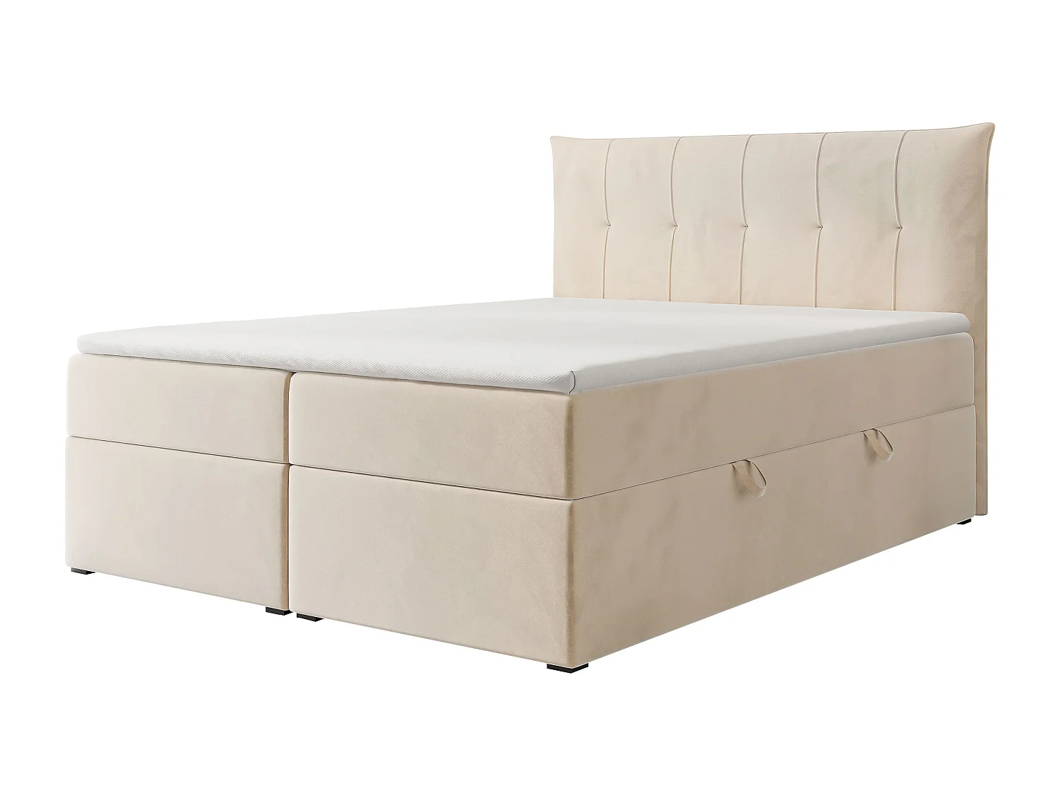 Lit continental rembourré avec surmatelas, beige - 120x200 - CHESTER