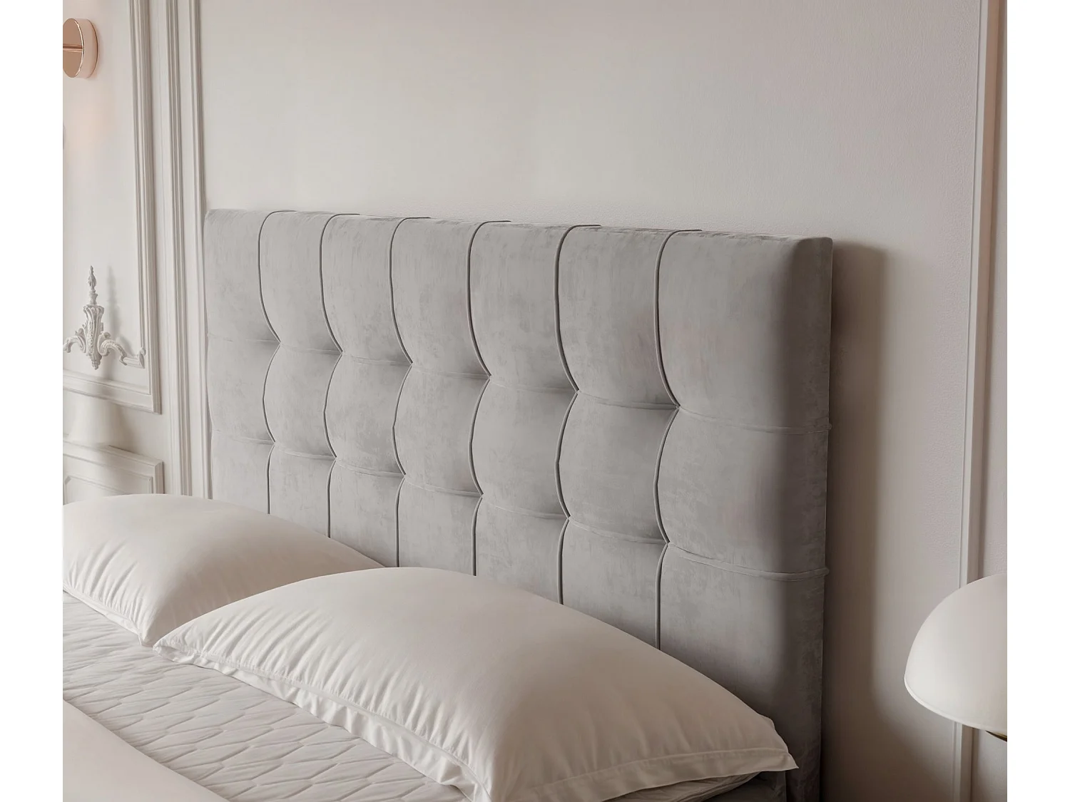 Lit continental rembourré avec surmatelas, gris - 180x200 - IMPERIAL