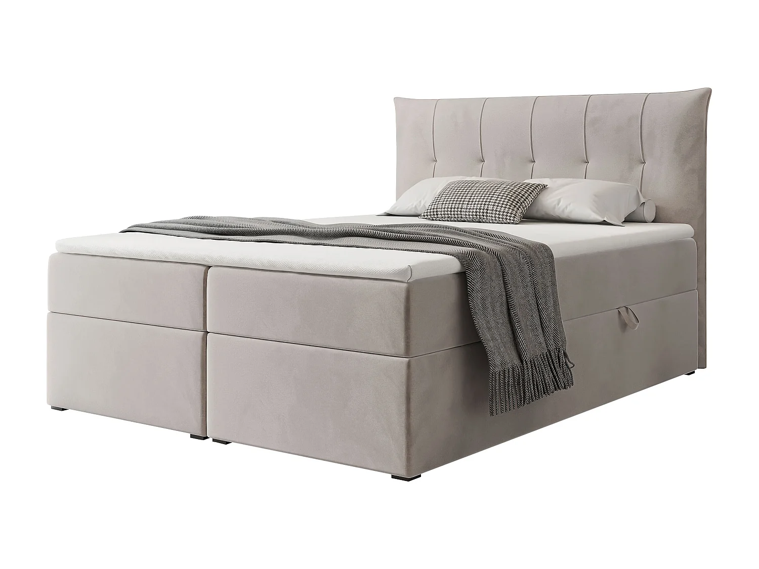 Lit continental rembourré avec surmatelas, gris clair - 160x200 - CHESTER