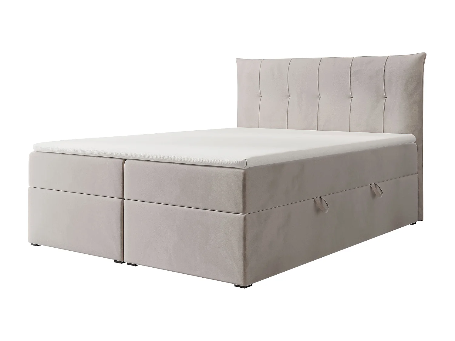 Lit continental rembourré avec surmatelas, gris clair - 160x200 - CHESTER