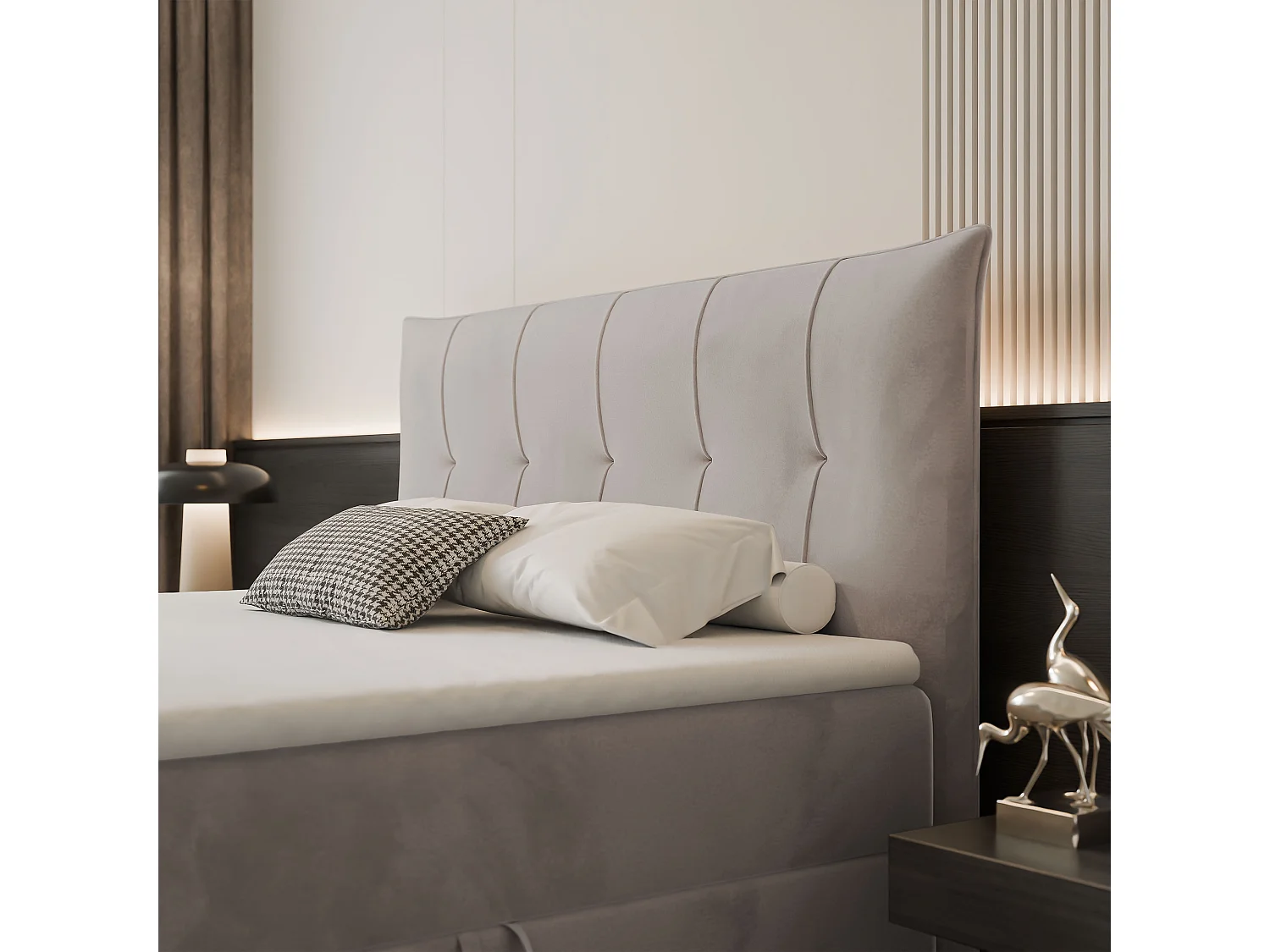 Lit continental rembourré avec surmatelas, gris clair - 160x200 - CHESTER