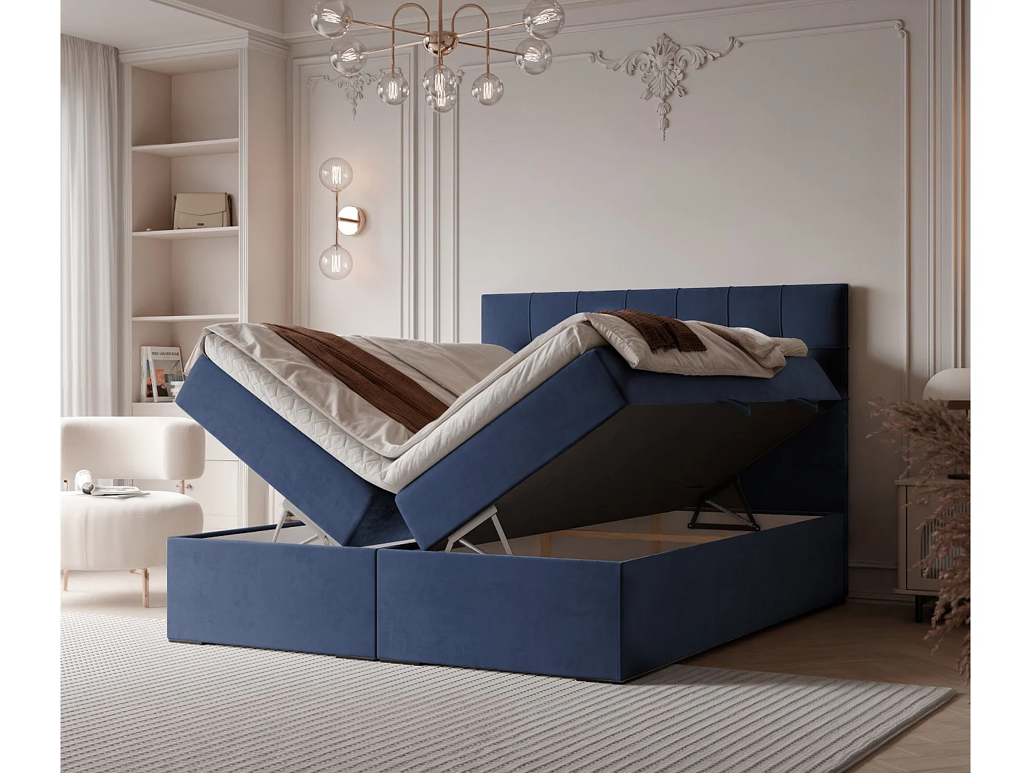 Lit continental rembourré avec surmatelas, bleu - 140x200 - IMPERIAL