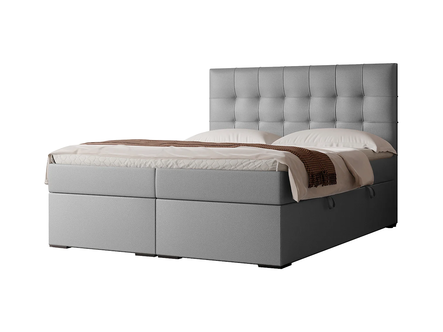 Lit continental rembourré avec surmatelas, gris  - 140x200 - IMPERIAL