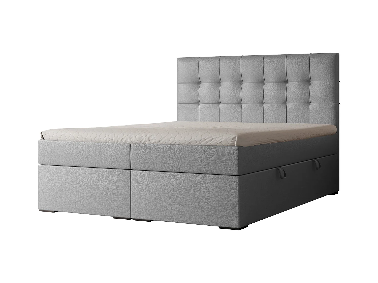 Lit continental rembourré avec surmatelas, gris  - 140x200 - IMPERIAL