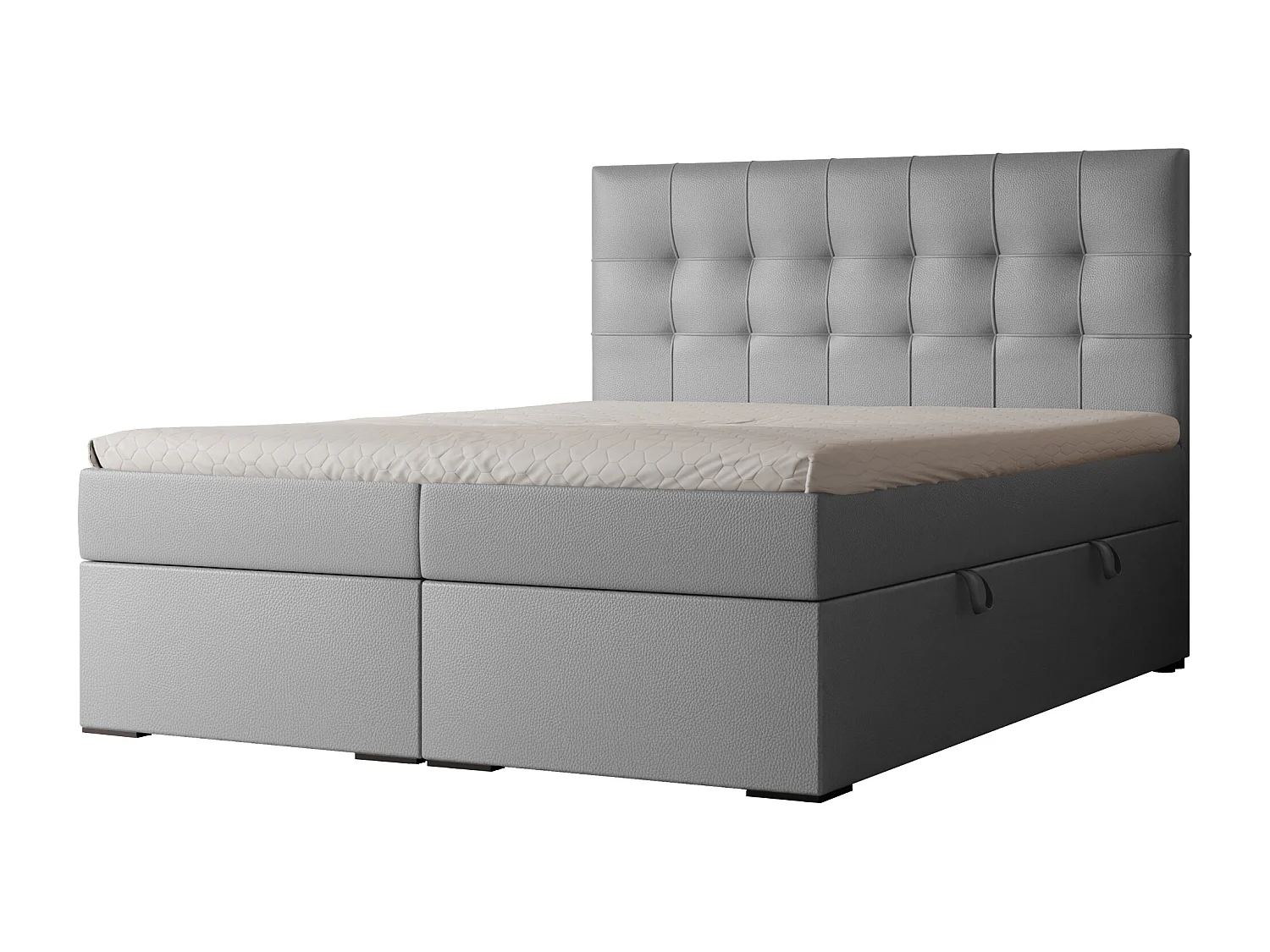 Lit continental rembourré avec surmatelas, gris  - 140x200 - IMPERIAL