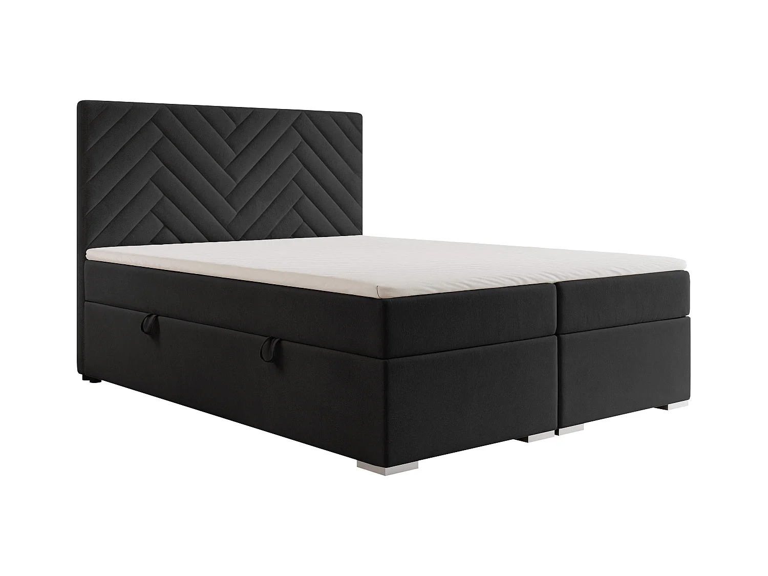 Lit continental rembourré avec surmatelas, noir - 180x200 - NEREA