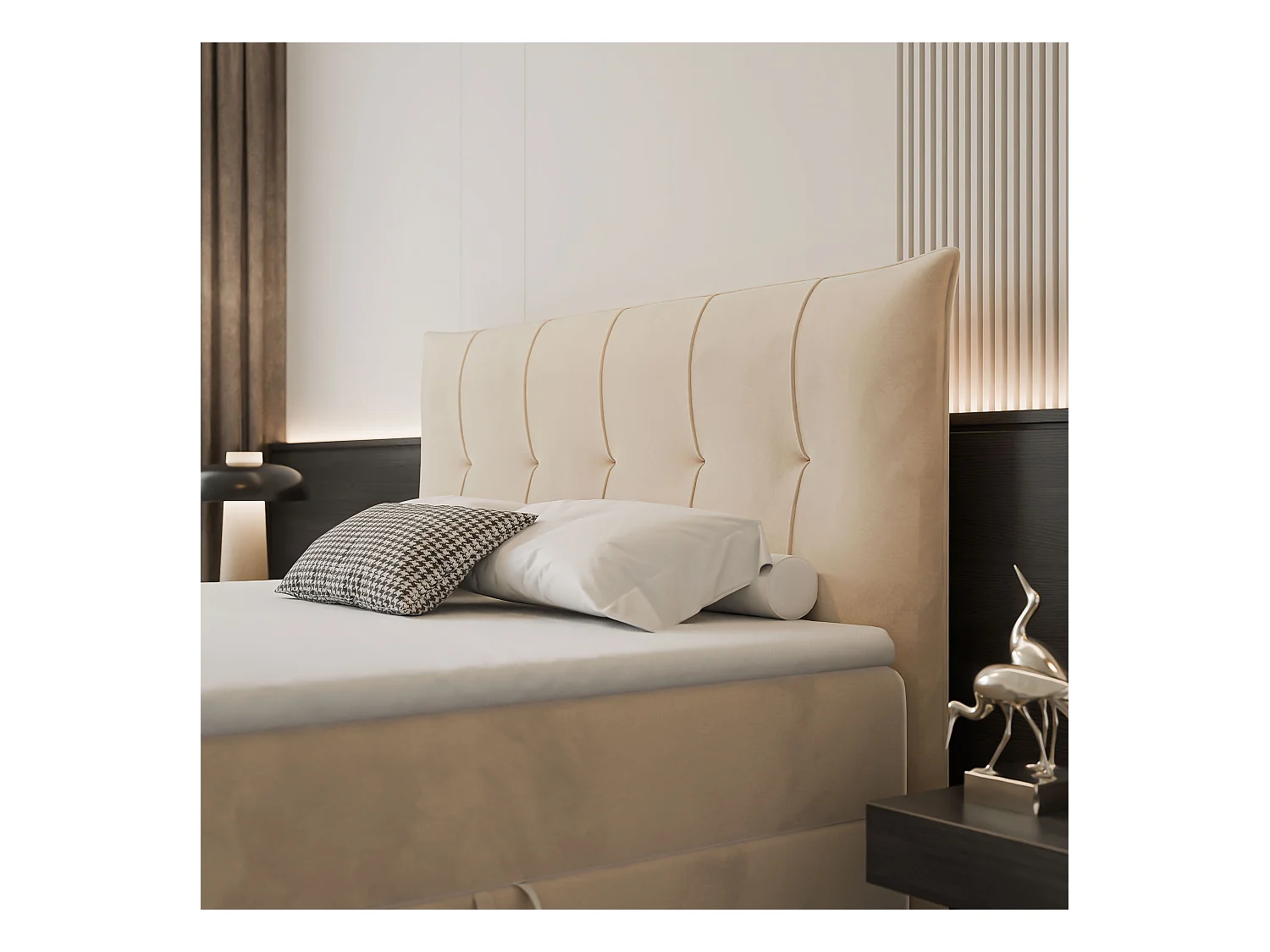 Lit continental rembourré avec surmatelas, crème - 160x200 - CHESTER