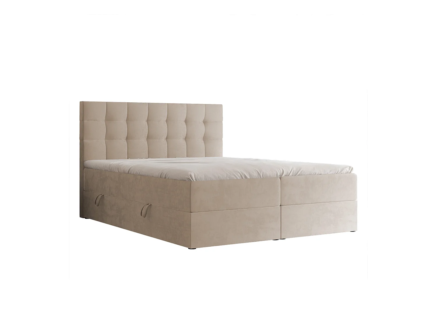 Lit continental rembourré avec surmatelas, crème - 200x200 - GRAND
