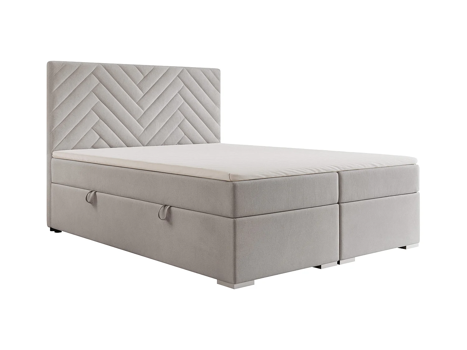 Lit continental rembourré avec surmatelas, gris clair - 160x200 - NEREA