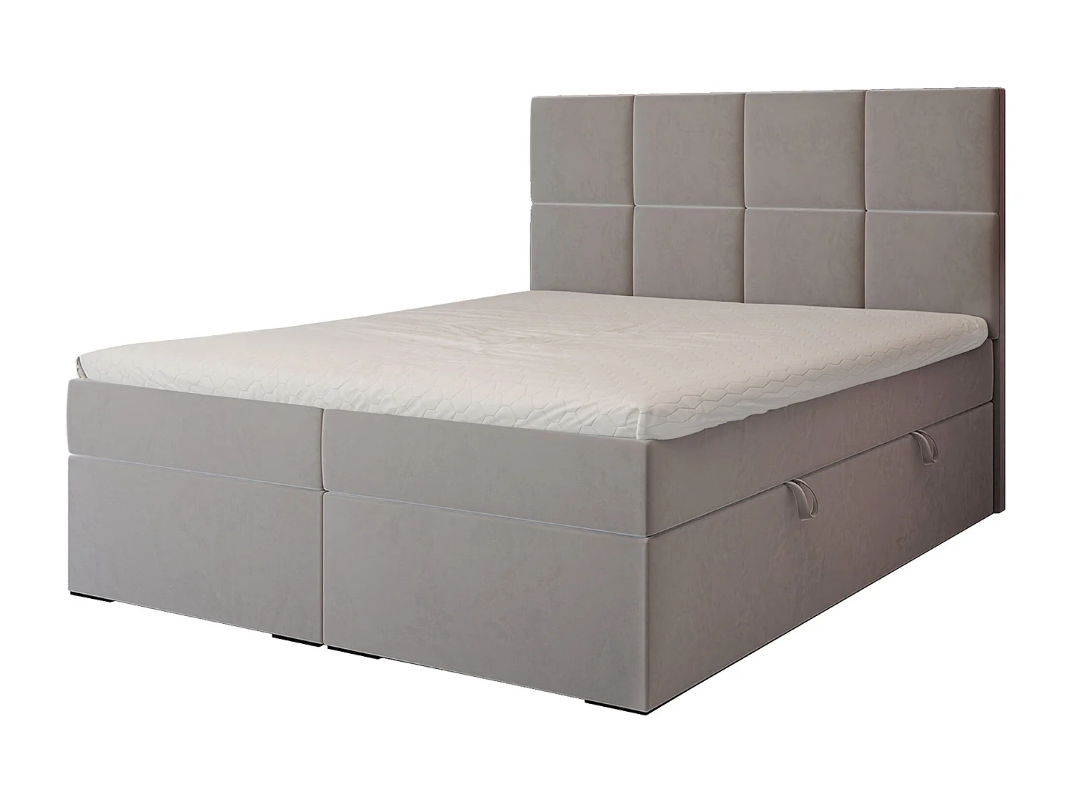 Lit continental rembourré avec surmatelas, gris - 200x200 - MAGNUS