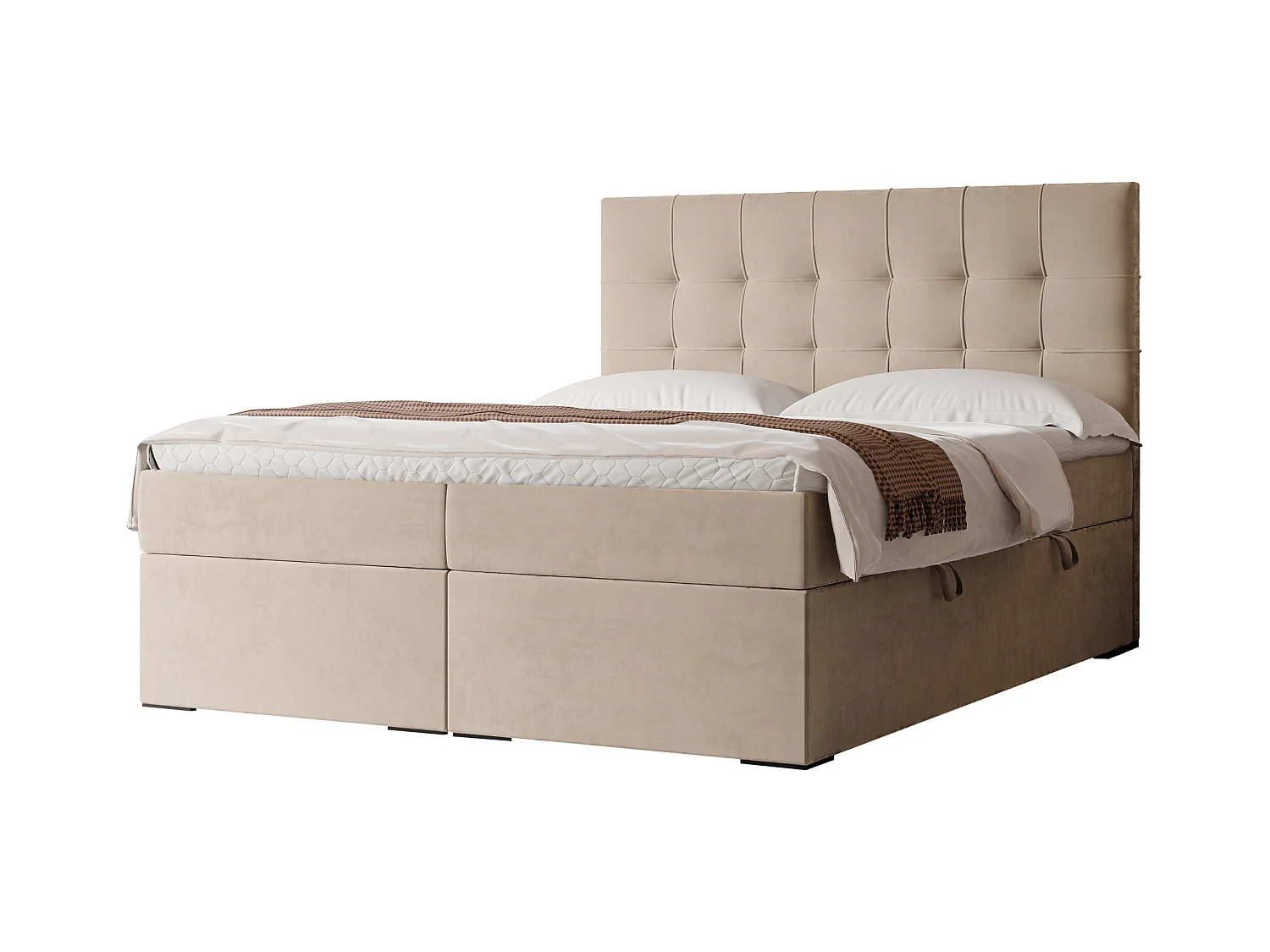 Lit continental rembourré avec surmatelas, crème - 200x200 - IMPERIAL