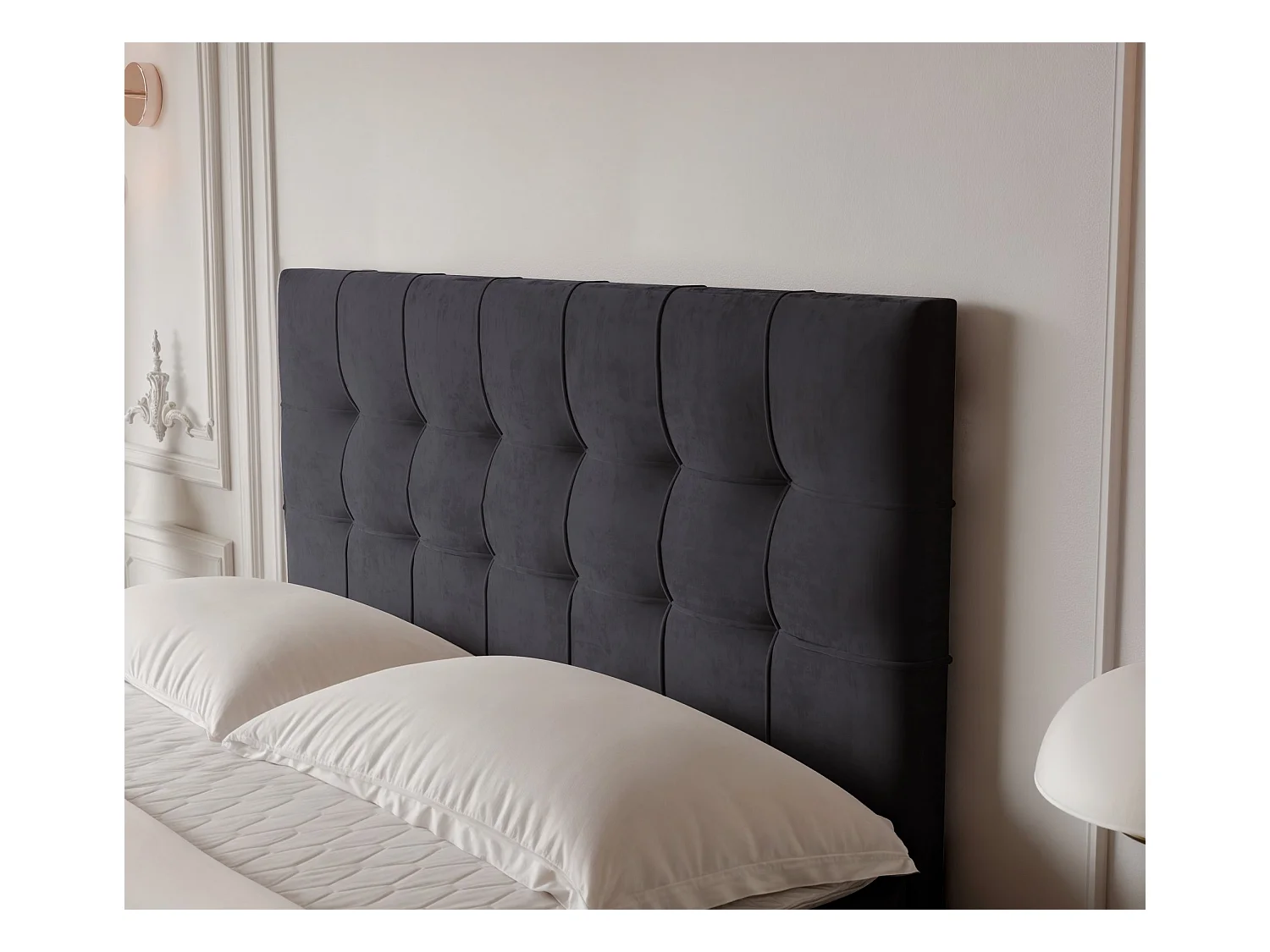 Lit continental rembourré avec surmatelas, gris anthracite - 180x200 - IMPERIAL