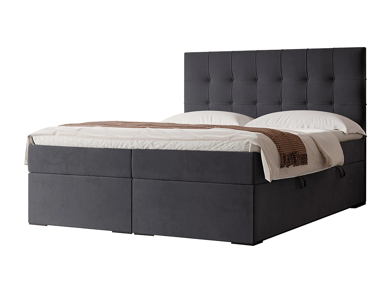 Lit continental rembourré avec surmatelas, gris anthracite - 180x200 - IMPERIAL