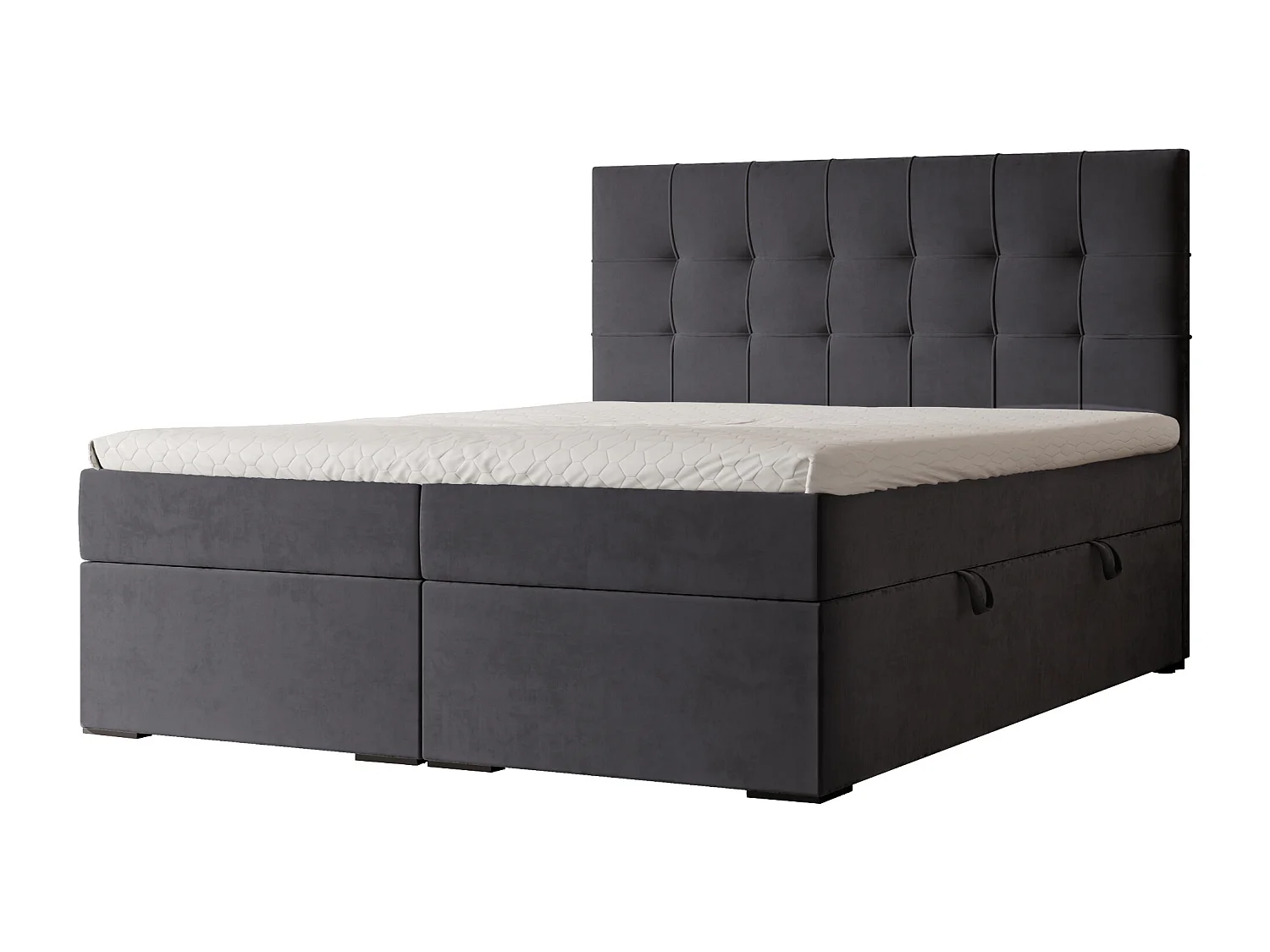 Lit continental rembourré avec surmatelas, gris anthracite - 180x200 - IMPERIAL