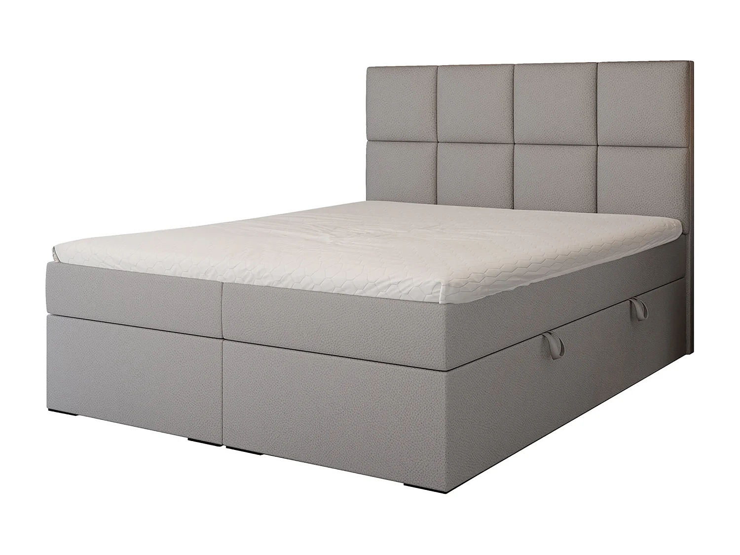 Lit continental rembourré avec surmatelas, gris  - 200x200 - MAGNUS