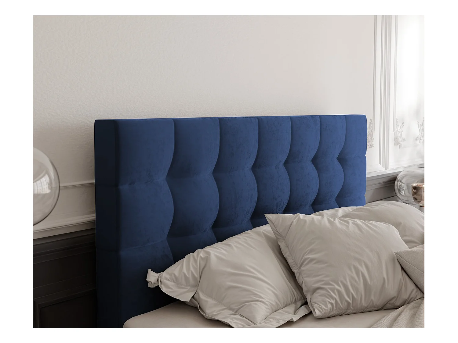 Lit continental rembourré avec surmatelas, bleu - 180x200 - GRAND