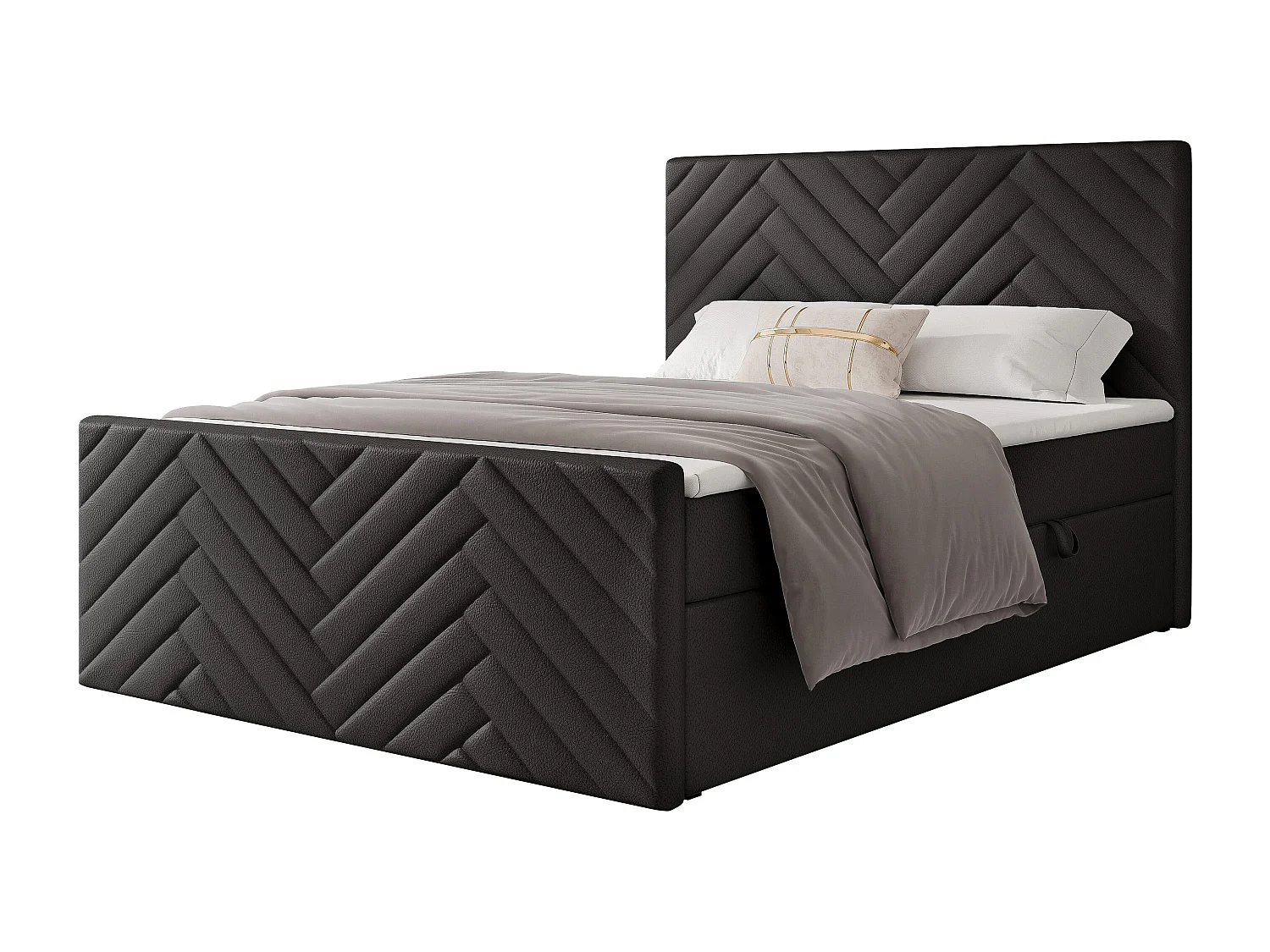 Lit continental rembourré avec surmatelas, noir  - 180x200 - NEREA PLUS