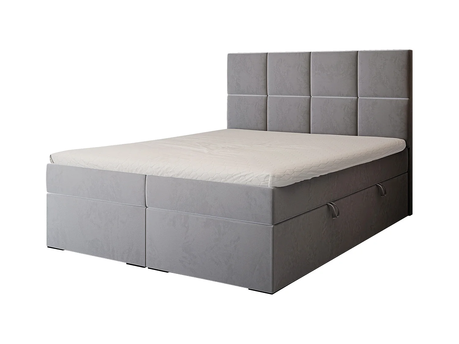 Lit continental rembourré avec surmatelas, gris clair - 140x200 - MAGNUS