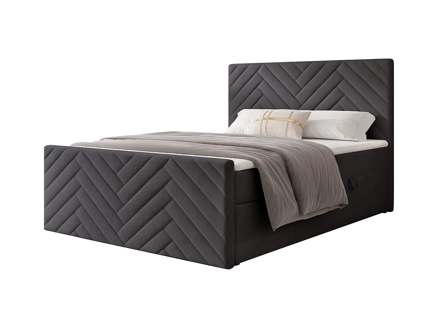 Lit continental rembourré avec surmatelas, gris anthracite - 160x200 - NEREA PLUS