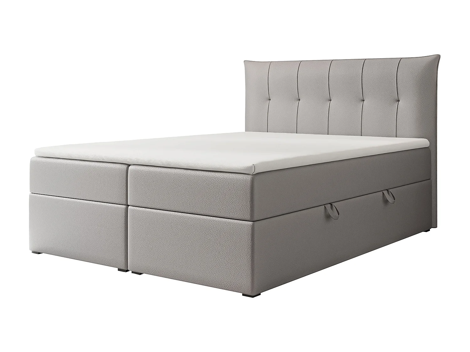 Lit continental rembourré avec surmatelas, gris  - 180x200 - CHESTER