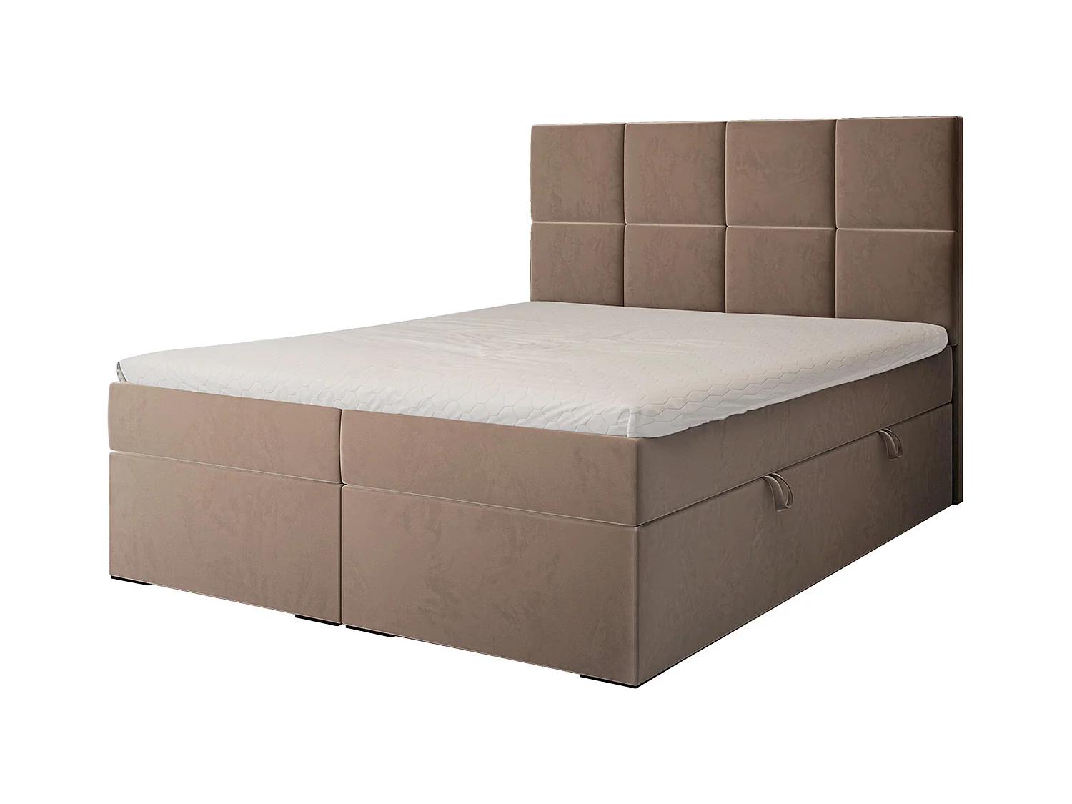 Lit continental rembourré avec surmatelas, marron - 180x200 - MAGNUS