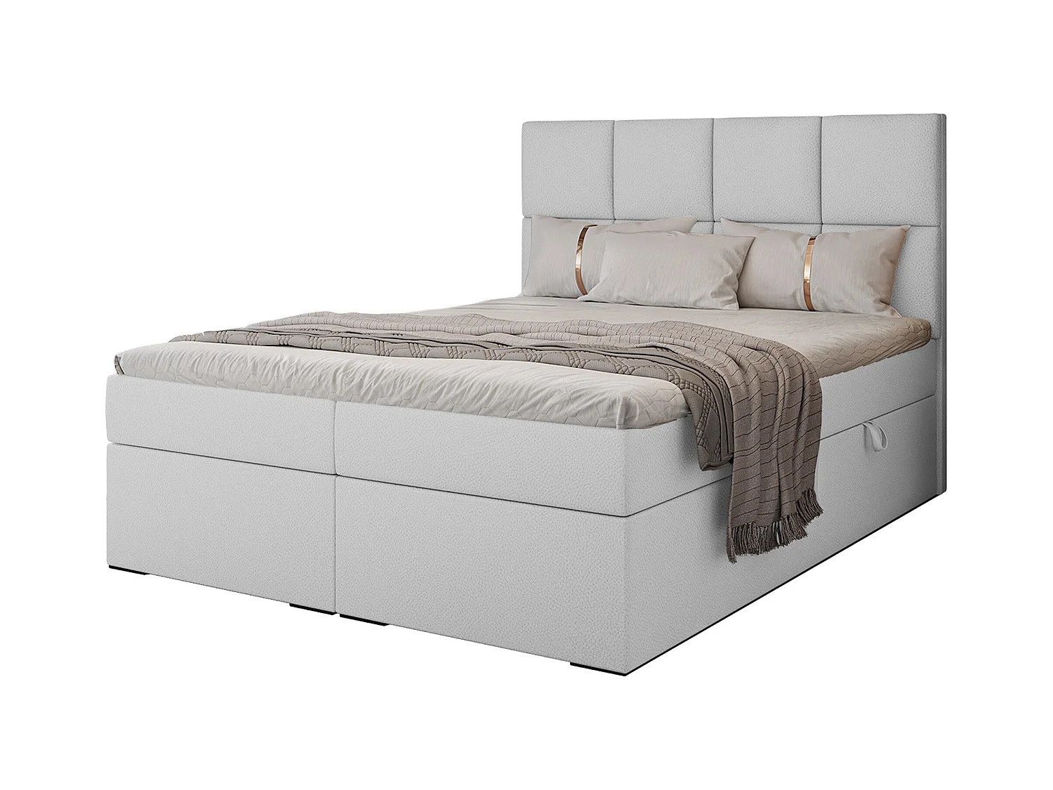 Lit continental rembourré avec surmatelas, blanc  - 140x200 - MAGNUS