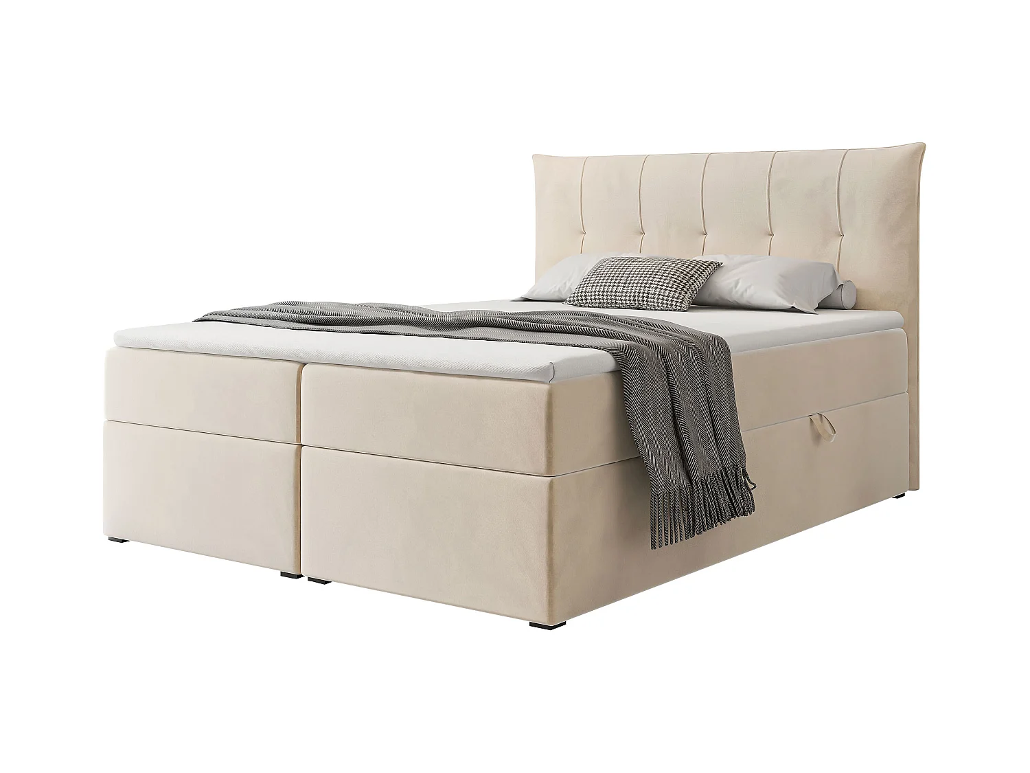 Lit continental rembourré avec surmatelas, beige - 160x200 - CHESTER