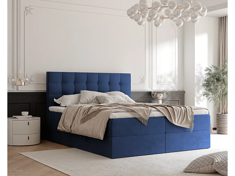 Lit continental rembourré avec surmatelas, bleu - 160x200 - GRAND