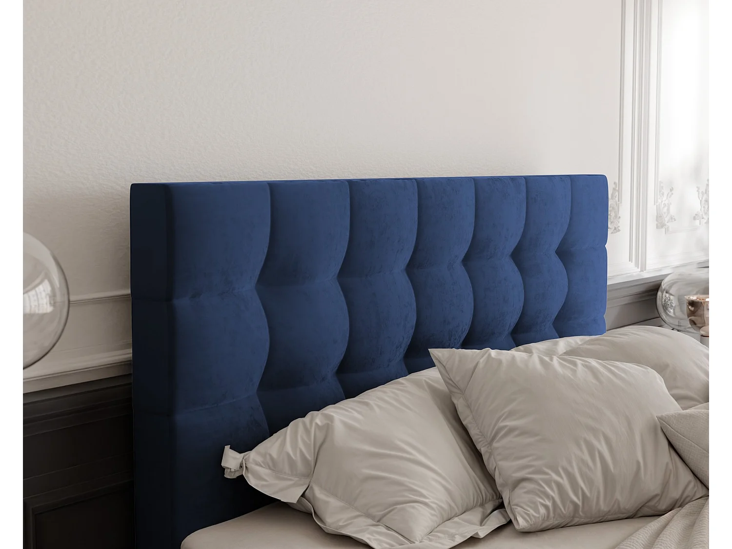 Lit continental rembourré avec surmatelas, bleu - 160x200 - GRAND