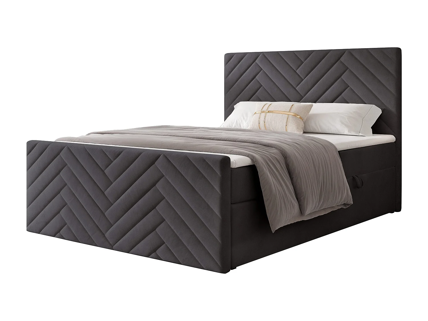 Lit continental rembourré avec surmatelas, gris anthracite - 140x200 - NEREA PLUS