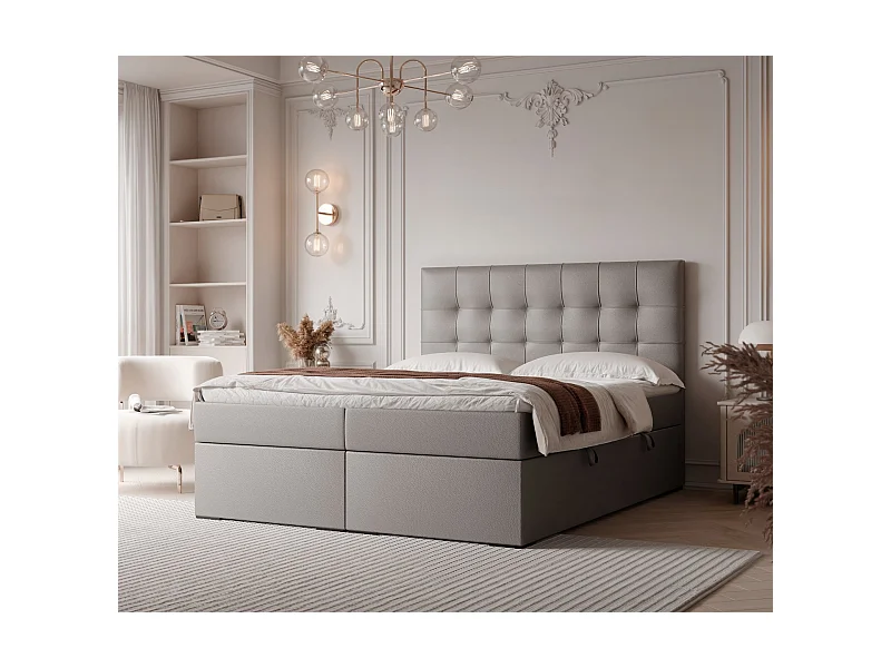 Lit continental rembourré avec surmatelas, gris  - 120x200 - IMPERIAL