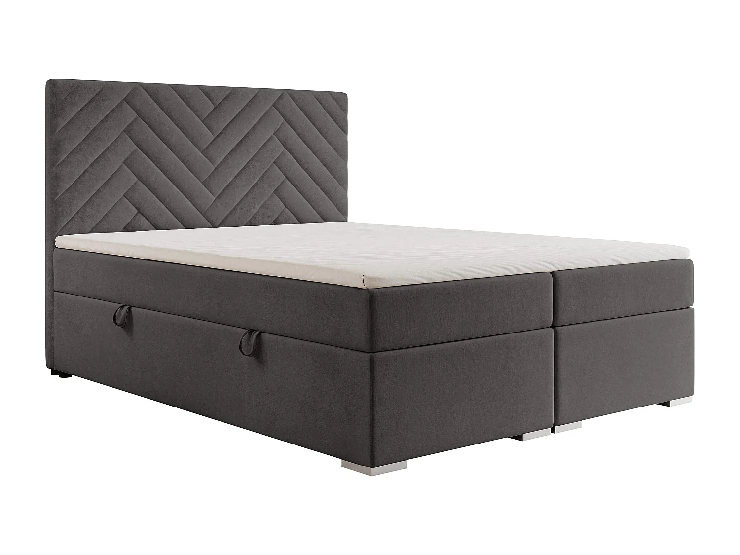 Lit continental rembourré avec surmatelas, gris anthracite - 140x200 - NEREA
