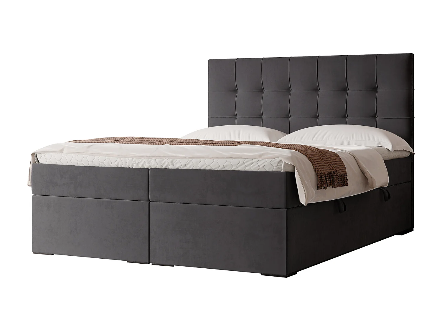 Lit continental rembourré avec surmatelas, gris anthracite - 160x200 - IMPERIAL