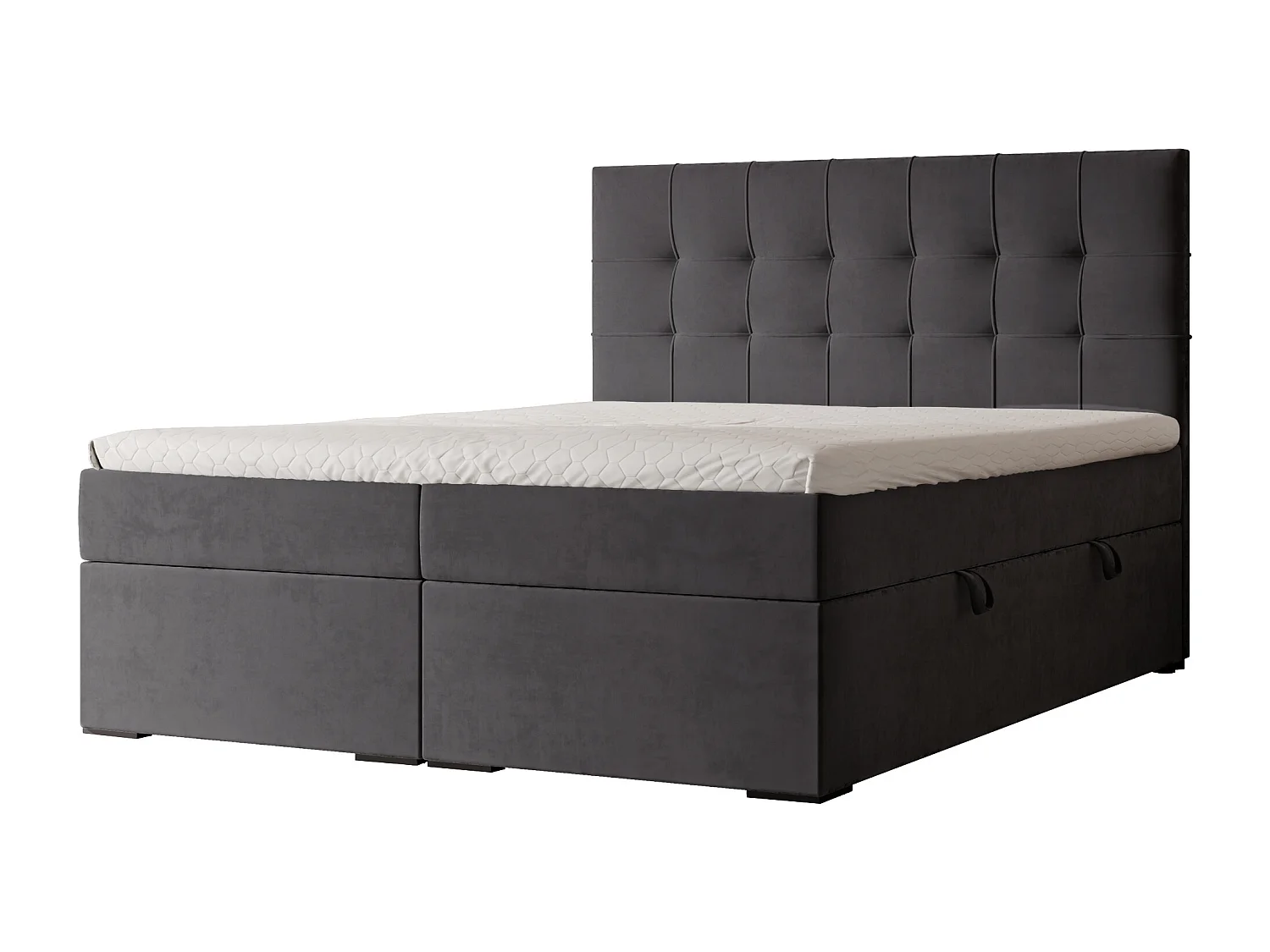 Lit continental rembourré avec surmatelas, gris anthracite - 160x200 - IMPERIAL