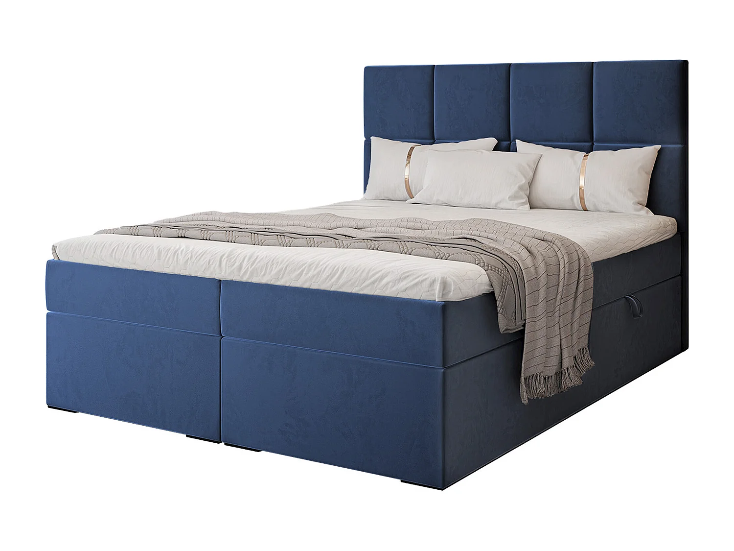 Lit continental rembourré avec surmatelas, bleu - 140x200 - MAGNUS