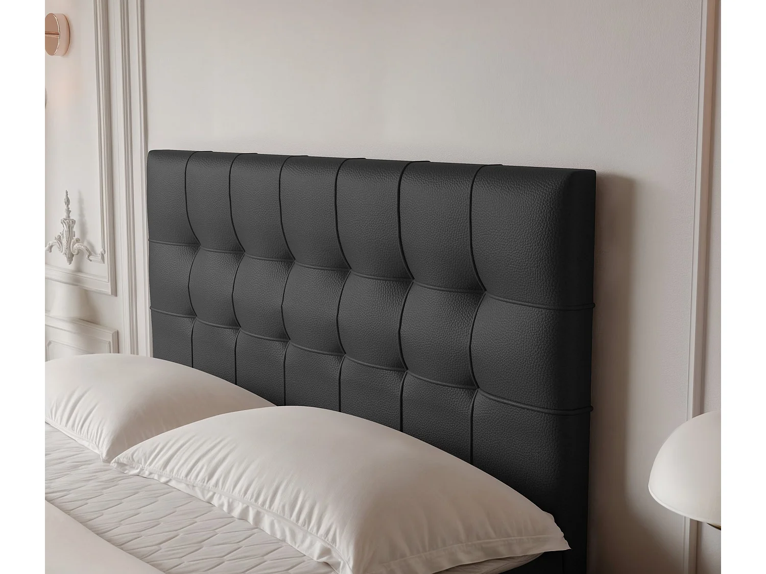 Lit continental rembourré avec surmatelas, noir  - 180x200 - IMPERIAL