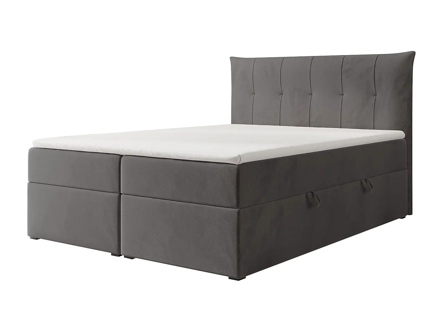 Lit continental rembourré avec surmatelas, gris anthracite - 200x200 - CHESTER
