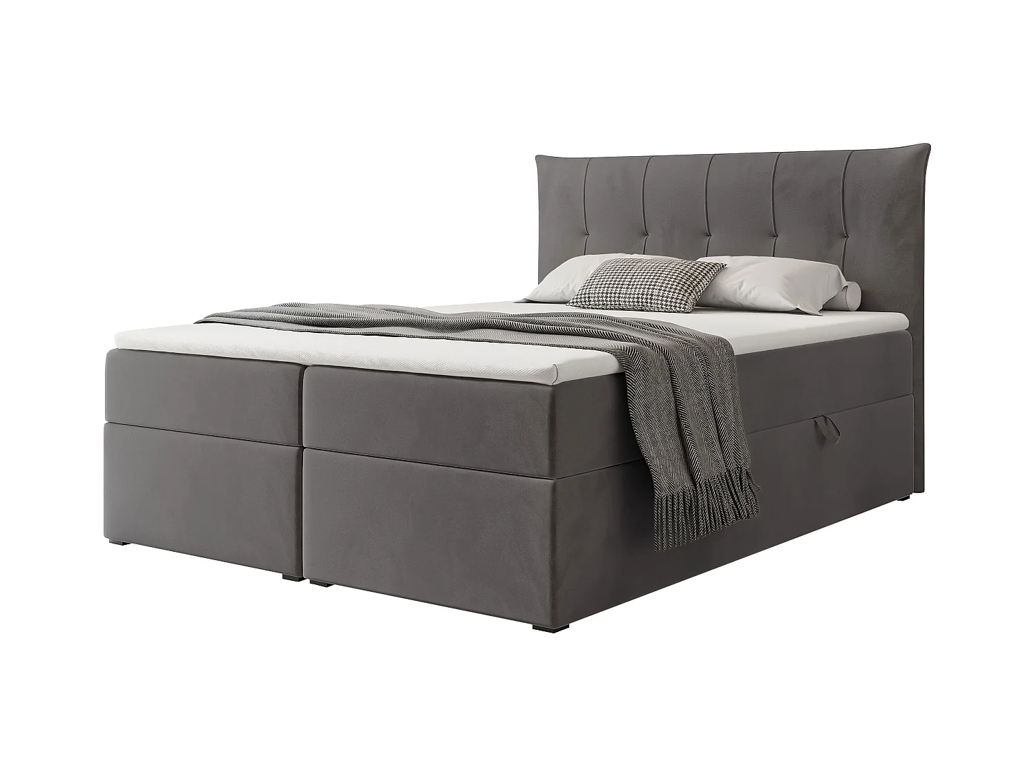 Lit continental rembourré avec surmatelas, gris anthracite - 160x200 - CHESTER