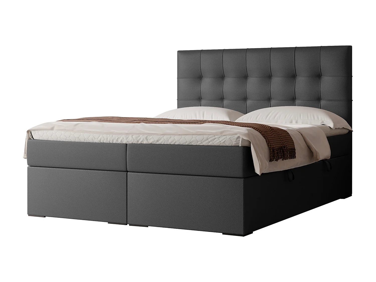 Lit continental rembourré avec surmatelas, noir  - 160x200 - IMPERIAL