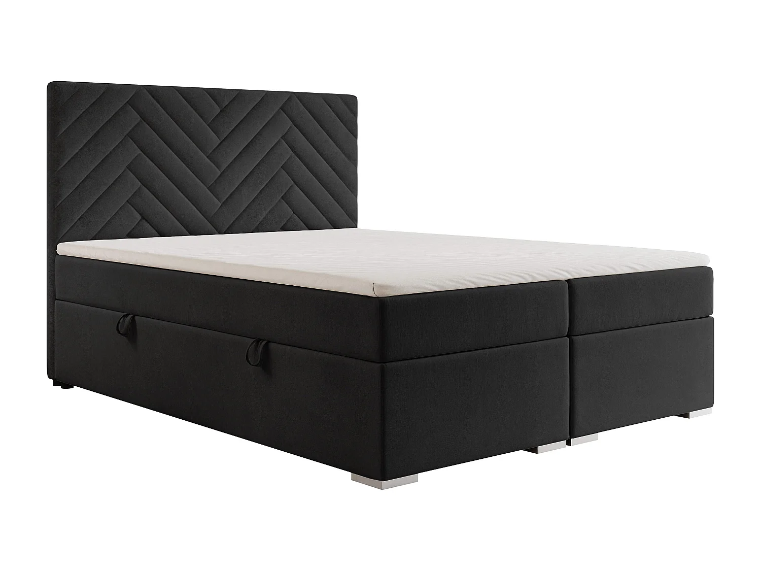 Lit continental rembourré avec surmatelas, noir - 160x200 - NEREA
