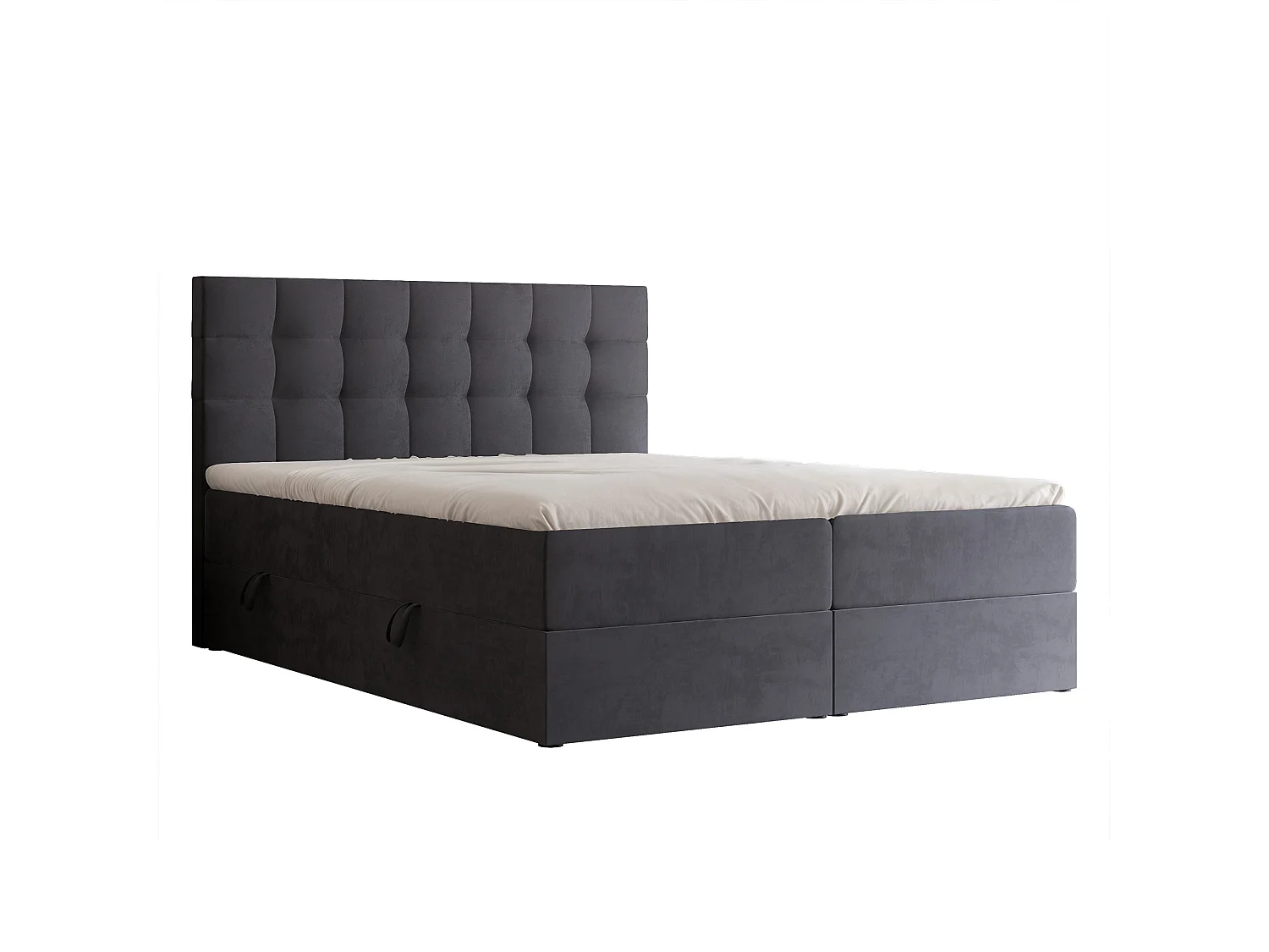 Lit continental rembourré avec surmatelas, gris anthracite - 160x200 - GRAND