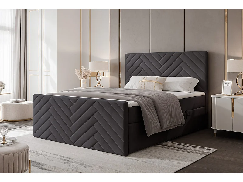 Lit continental rembourré avec surmatelas, gris anthracite - 120x200 - NEREA PLUS