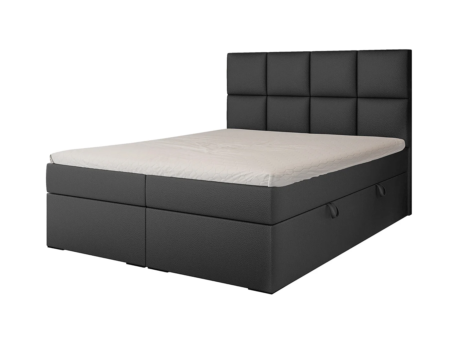 Lit continental rembourré avec surmatelas, noir  - 160x200 - MAGNUS
