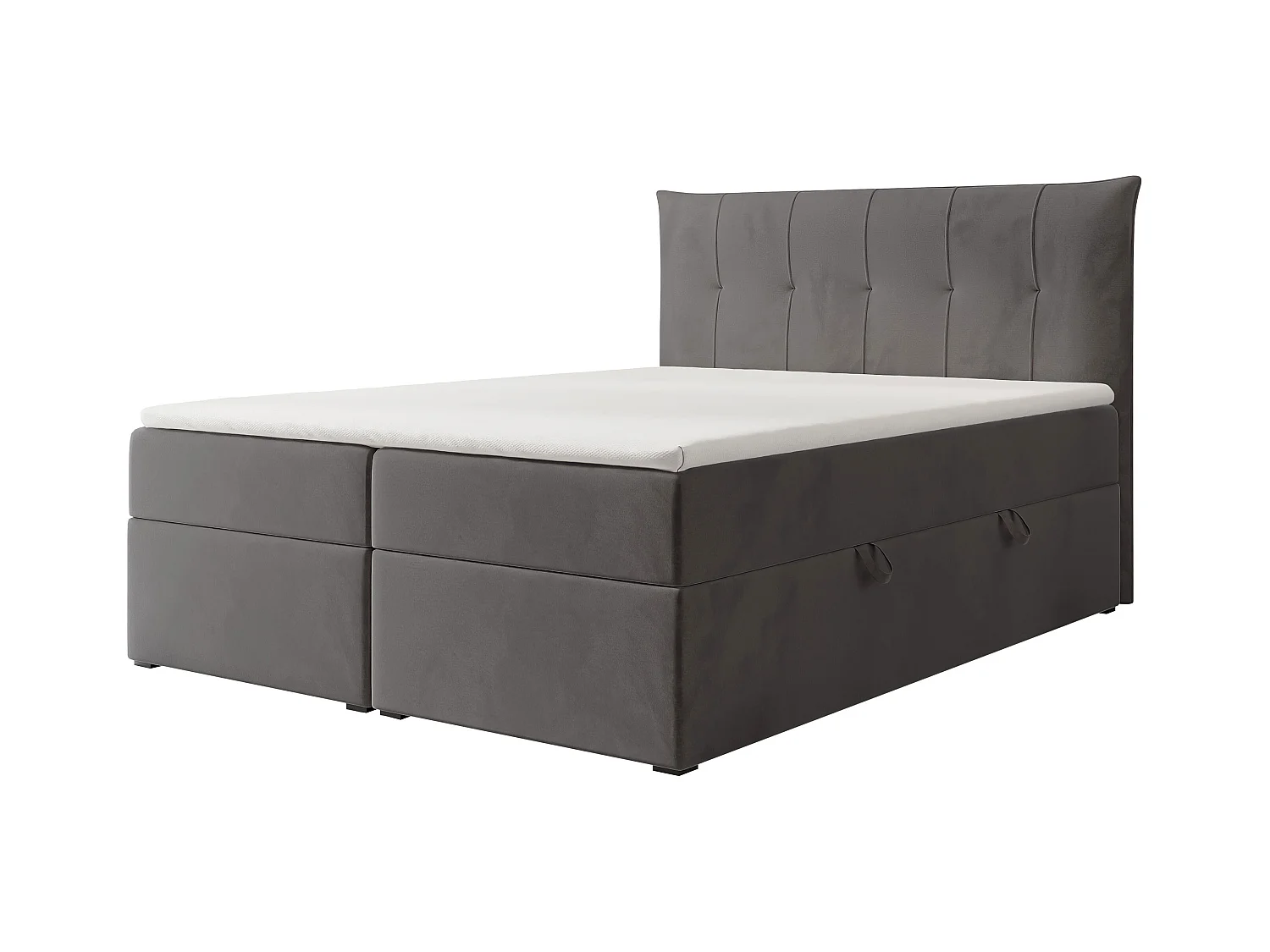 Lit continental rembourré avec surmatelas, gris anthracite - 140x200 - CHESTER