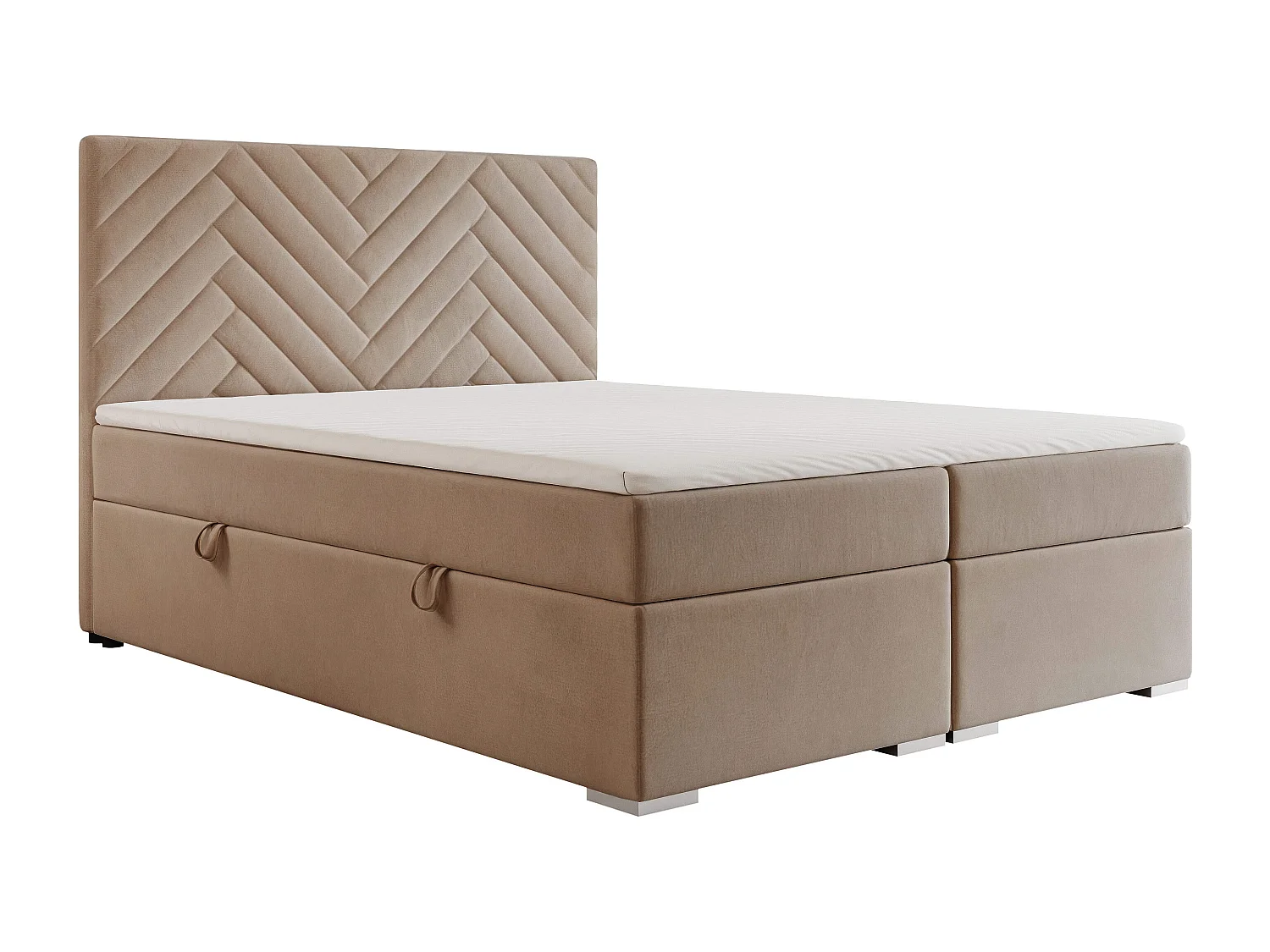 Lit continental rembourré avec surmatelas, marron - 200x200 - NEREA