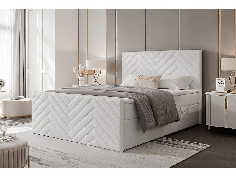 Lit continental rembourré avec surmatelas, blanc  - 120x200 - NEREA PLUS