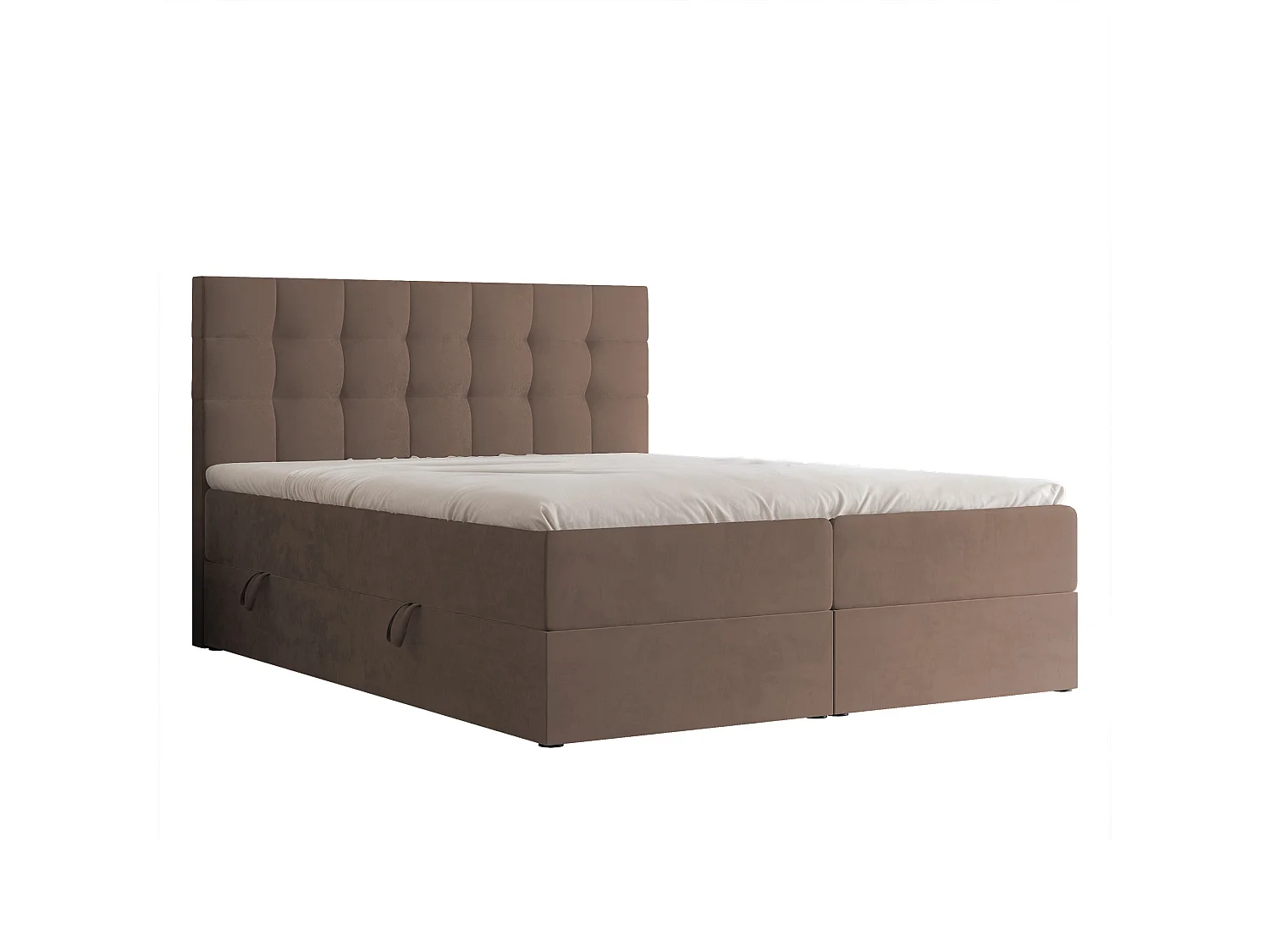 Lit continental rembourré avec surmatelas, marron - 120x200 - GRAND